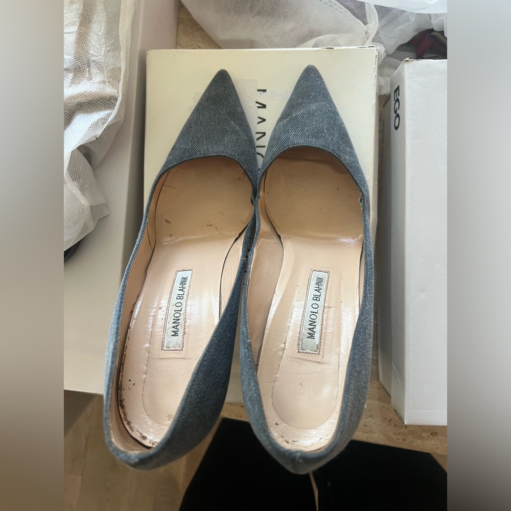 Manolo blahnik 100mm denim